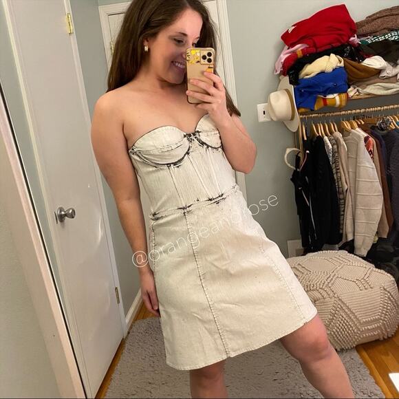 NWT Ksenia Schnaider Corset Mini Dress Paint in Crackled White Bustier M/L - Picture 2 of 11